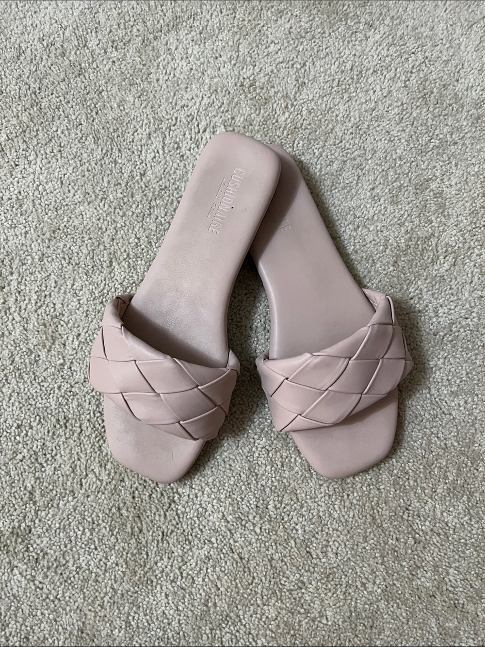 Braided Woven Slide Sandals in Blush Pink — Cushioned Slip-On Sz. 8